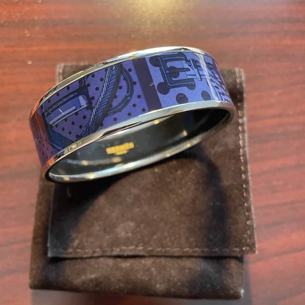 Hermes enamel printed wide bangle